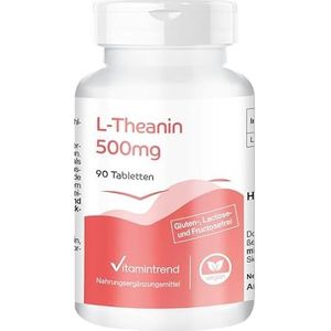 L-Theanine 500mg - aminozuur - 500mg L-Theanine per dagelijkse dosis - 90 tabletten - hoge dosering - veilige dosering - veganistisch - biologisch beschikbare supplementen uit Duitsland | Vitamintrend