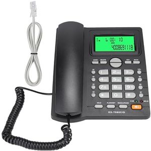 Vaste Telefoon met Snoer, KX-T880C Vaste Vaste Telefoon Geen Batterij Dempen Opnieuw Kiezen Nummerweergave-weergavefunctie Draagbare Bedrade Telefoon voor Thuis Hotel Kantoor Bankoproep(zwart)