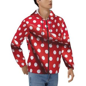 PPHGUT Rood Wit Polka Dot Print Mannen Hoodie Pullover Sportkleding Voor Casual Werk Weekend Boodschappen Reizen Thuis Wear, Zwart, S