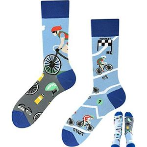 TODO Sokken gekleurd, grappig, met patroon, voor heren en dames, leuk, meerkleurig, lekker gek, Tour de Bike, 35/38 EU