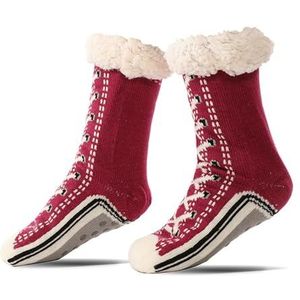 Ultra-Thick Cashmere Slipper Home Socks, Knitted Non-slip Soft Warm Slipper Socks for Indoor Home Women Men (Wine Red,One Size)