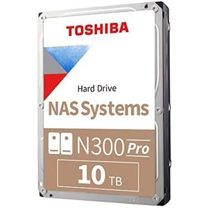 Toshiba N300 PRO 10TB grote zakelijke NAS (tot 24 Bays) 3,5-inch interne harde schijf - Tot 300 TB/jaar werkbelasting CMR SATA 6 GB/s 7200 RPM 512 MB cache - HDWG71AXZSTB