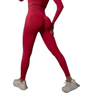 OXOLAMRIN Yogalegging voor dames, yogabroek met hoge tailleband, meerkleurig, verschillende maten, rood, M