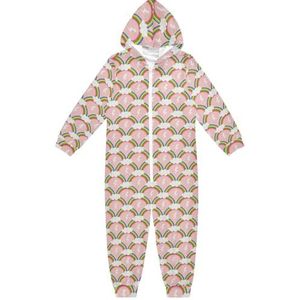 LI ZHI XIN Kinderpyjama uit één stuk met capuchon voor jongens en meisjes, jumpsuits voor kinderen, onesie, slaappak, alles-in-één pyjama, winter, warme huisjumpsuit, 5-14 jaar, regenboog