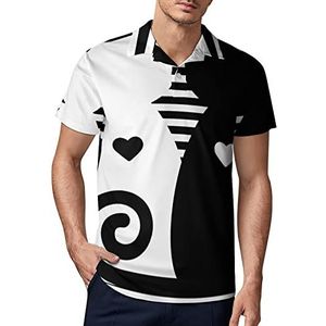 Liefhebbers hart katten heren golf poloshirt zomer korte mouw T-shirt casual sneldrogende T-shirts S