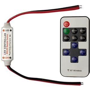 Innovate® LED strip kabeldimmer - LED Stripe Controller - draadloze dimmer voor kabelstrips - inclusief RF draadloze afstandsbediening - (LED strip mini radiografische dimmer, 12-24V, 6A)