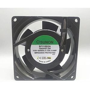 LMNCBVYA - SF11592A 1092HST.GN, 2750RPM, 36.0CFM, Low Noise 35.8dB AC 115V 90MM Industrial Cabinet Fan