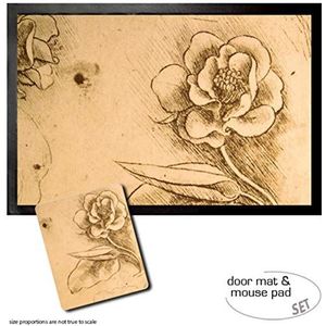 1art1 Leonardo Da Vinci, Study Of Flowers, Detail, 1481-1483 Deurmat (60x40 cm) + Muismat (23x19 cm) Cadeauset