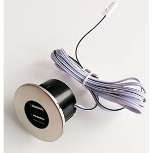 kalb | inbouw USB-hub, roestvrij staal, stopcontact voor smartphone, tablet, e-reader, meubelinstallatie 12V