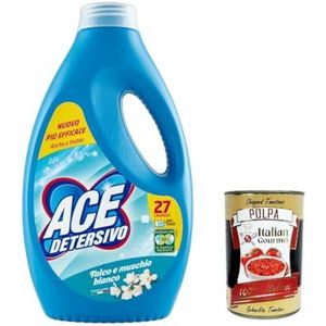 ACE Detersivo Igienizzante talk en witte muskus, 3 x 1350 ml, 81 wassen, wasmiddel, vloeibaar wasmiddel wasmachine + Italian gourmet polpa 400 g