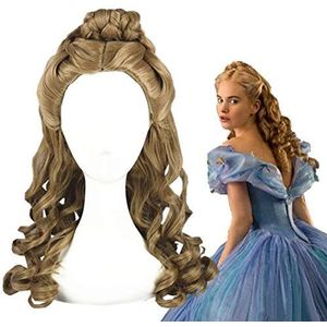 Princess Halloween women Cinderella Cosplay Wig Lily James Gold Wavy hair Role Play Girl stage performance Cinderella Gold Hair