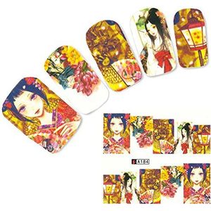 JUSTFOX - Tattoo Nail Art Japan Manga Girl bloemen nagelsticker