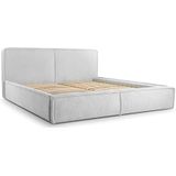 Gestoffeerd bed met hoofdsteun, framebedframe, bedlade en lattenbodem, tweepersoonsbed, gewatteerd hoofdeinde, Corduroy Stof BETT 04-180x200 - Lichtgrijs (Poso 55)