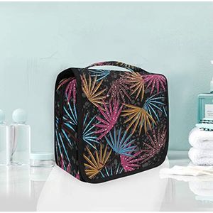 Hangende opvouwbare toilettas kleurrijke bosbladeren gebladerte make-up reisorganizer tassen tas voor vrouwen meisjes badkamer