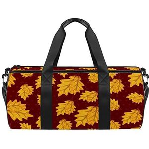 Eenhoorns patroon gele sterren paarse reistas sporttas met rugzak draagtas gymtas voor mannen en vrouwen, Herfstbladeren Patroon, 45 x 23 x 23 cm / 17.7 x 9 x 9 inch