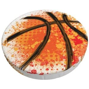 GRatka Ronde Kruk Cover, Barstoel Cover Hotel Antislip Zitkussen Kussenhoes 13 inch, Basketbal Oranje Abstract Schilderij Achtergrond