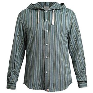 virblatt - shirt met capuchon | katoen | heren casual shirts opa shirt hippie middeleeuws festival zomer shirt mannen, Groen, XL