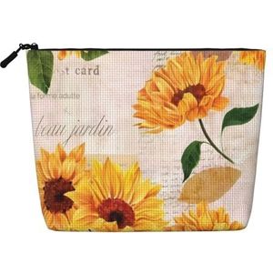 CRJSYCBYB De zonnebloem Gedrukte Valse van de de Make-upzak van de Hennepmake-up de Zak, Zwart, Eén maat