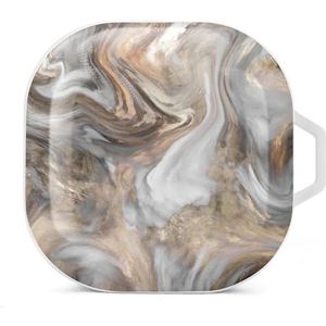 Marmeren steen textuur oordopjes hoesje compatibel met Samsung hard shell beschermhoes witte stijl