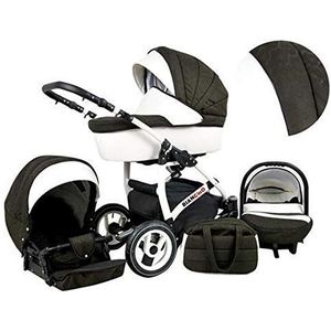 Lux4Kids Kinderwagen Kinderwagen 3 in1 2in1 Isofix Complete Set Alles in een Biancino Mint 3in1 met Babyzitje