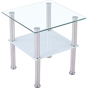 CasaXXl Salontafel, glas met veiligheidsglas en facetgeslepen, glazen tafel, perfect geschikt als bijzettafel/woonkamertafel, 40 x 40 x 47 cm (vierkant, gesatineerd)