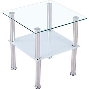 CasaXXl Salontafel, glas met veiligheidsglas en facetgeslepen - glazen tafel, perfect geschikt als bijzettafel/woonkamertafel, 40 x 40 x 47 cm (vierkant, gesatineerd)