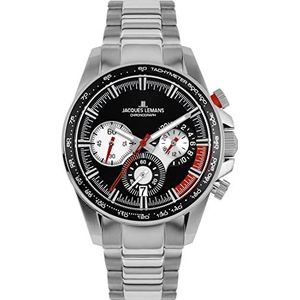 JACQUES LEMANS Sporthorloge, horloge mid-31344, zwart, Eén maat, armband