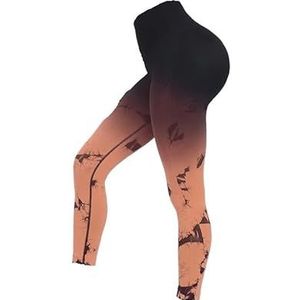 Yogabroek met hoge taille, heuplift en buikverstrakking Fitness hardloopyogabroek for dames, trainingslegging (Color : Orange, Size : S)