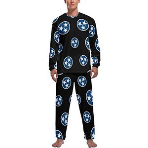 Tennessee State Flag Logo Zachte Heren Pyjama Set Comfortabele Lange Mouw Loungewear Top En Broek Geschenken L