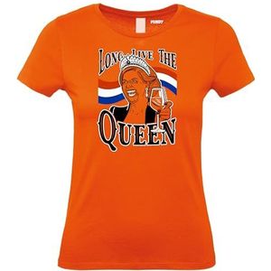 Dames t-shirt Long Live The Queen Maxima | Koningsdag kleding | oranje t-shirt | Oranje dames | maat XXL