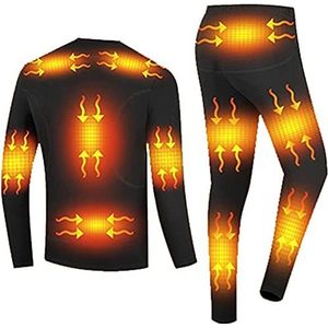 Verwarmd ondergoed voor heren en dames, 8 zones, verwarmd thermo-ondergoed, set top + broek, elektrisch verwarmd via USB, temperatuurregeling voor motorfiets, cyclis
