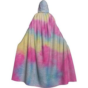 NEZIH Regenboog Strepen Hooded Mantel Voor Volwassenen, Carnaval Heks Cosplay Gewaad Kostuum, Carnaval Feestbenodigdheden, 190cm