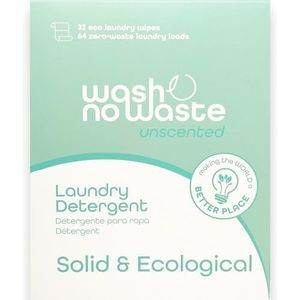 Wash no Waste - Wasmiddel Strips voor wasmachine (64 wasbeurten). Hypoallergeen en Biologisch afbreekbaar. Verzachtend effect. Krachtige reinigingskracht. Veganistisch en Dierproefvrij. (Unscented)