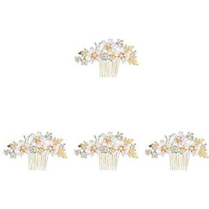 Haarspeldjes 4 stuks Barrette Side Avond Accessoire Bruiloft Accessoires Vrouwen Bruiden Kristal Bruid Haar en voor Kammen Zilveren Clips Vrouw Strass Styling Kam Tiara Vrouw (Kleur: Goldenx4 stuks, Maat: