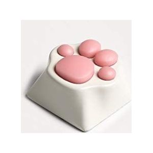 Metalen Keycap Kat Klauw Kat Palm Nieuwigheid Keycaps Voor Cherry MX Mechanische Toetsenbord (Witte Basis Roze Klauw)