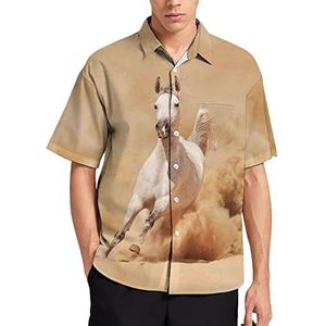 Arabische Paard Ras Running Hawaiiaanse Shirt Voor Mannen Zomer Strand Casual Korte Mouw Button Down Shirts met Pocket