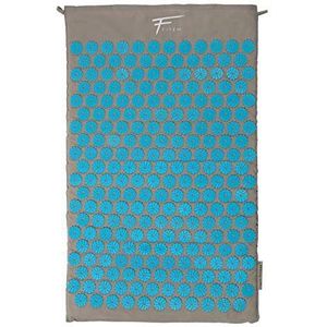 Acupressuurmat + tas – verlichting van rugpijn – ischias – rugmassage – spierontspanning – herstel na het sporten (grijs/turquoise)