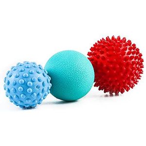 Massagebal, 3-delige set, egelbal, voetmassagebal met noppen, voetmassagebal, lacrossebal voor rug, benen, voeten en handen spiermassage