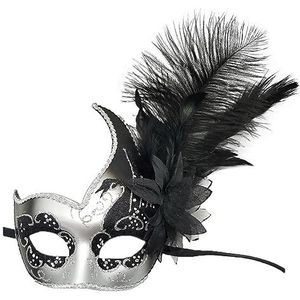 Sysdisen Carnaval gezichtsbedekking met veren, veermasker, halfmasker met glitterveren, half masker voor Halloween-ogen, maskerade masker voor dameskostuum