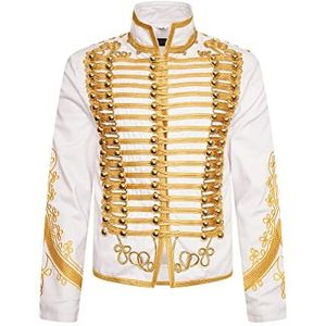 Ro Rox Hommes Adam Fanfare Militaire Batteur Festival de musique Veste de Parade, Blanc, L