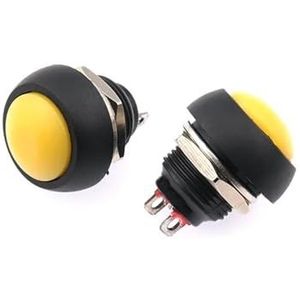 5 stuks 2-pins minischakelaar 12 mm 1A waterdichte schakelaar Pbs33b 12V momentane drukknop reset niet-vergrendelend Pbs-33b(Yellow 5PCS)