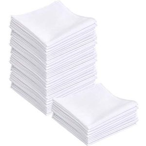 BUYGOO Zakdoeken, Katoen, 28 x 28 cm, Heren en Dames, Wit, Kleine Zakdoeken