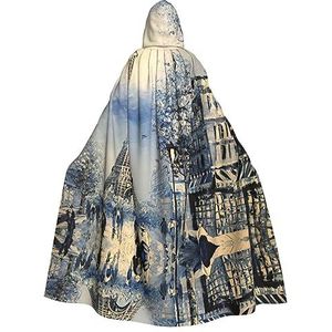 Romantisch Paris Eiffeltoren print Hooded Robe, Unisex Volwassenen Hooded Mantel, Carnaval Cape voor Halloween Cosplay Kostuums