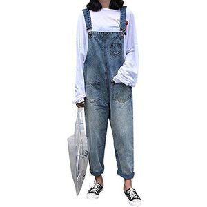 Mengmiao Denim versleten broek voor dames rechte pijpen baggy losse jeans, Lichtblauw, XS