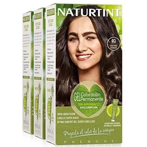 Naturtint Biobased | Ammoniakvrije kleuring | 100% grijsdekking | Plantaardige ingrediënten | Natuurlijke en langhoudende kleur | 4G Goudbruin | Pak van 3