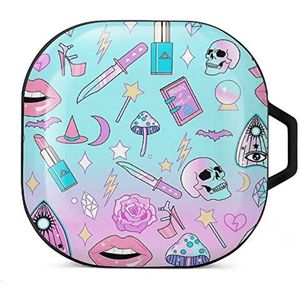 Meisjesachtig pastel heks goth-patroon oordopjes hoesje compatibel met Samsung hard shell beschermhoes zwart-stijl
