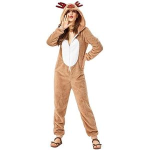 Rendierkostuum voor heren - Volwassen Onesie comfortabele slijtage jumpsuit - Herten Onesie Nachtkleding, Kerst- en podiumprestatiekleding Honhoha