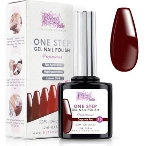 Semi-Permanente UV/Led Nagellak One Step 12 ml - Bordeaux Rood - Professionele Glanzende Gel Nagels met of zonder Basis en Top Coat