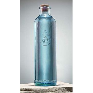 Waterflessen om teken 2-delige set elk 1,2 l 30 cm van glas blauw kurk deksel brochure | glazen fles zaden van het leven | drinkfles gouden snit | fles karaf waterenergetisering | esoterie