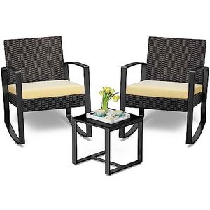 Bealife Loungeset voor Balkon – Tuinmeubelset voor 2 Personen, Compact Balkonset voor Kleine Buitenruimte, Terras of Veranda, Beige